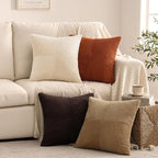 MIULEE Brown Beige Throw Pillow Covers 16x16 Inch Set of 4 Boho Farmhouse - Image 4