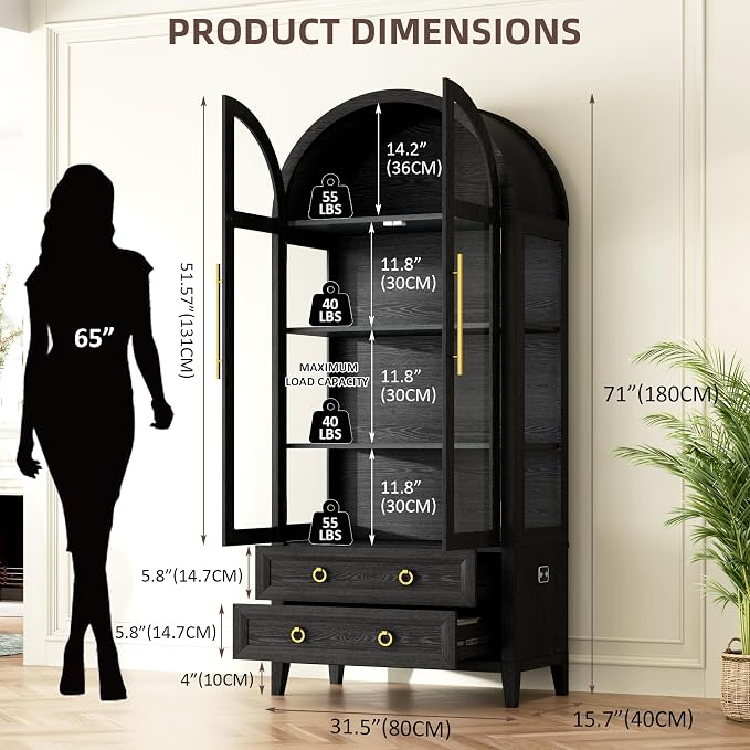 Vlsrka 71" Arched Display Cabinet - Image 2