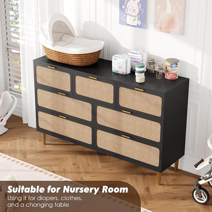 GarveeHome Rattan 7 Drawer Dressers - Image 5