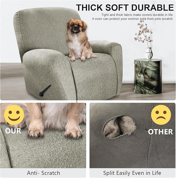 ANARACHON Recliner Chair Covers Leather Look, 4 Pieces Recliner Covers Non Slip - Image 6