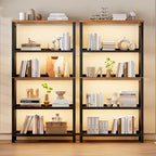 Vlsrka Wooden Bookshelf with Lights, 5 Tier Bookshelf with Storage, Tall - Image 8