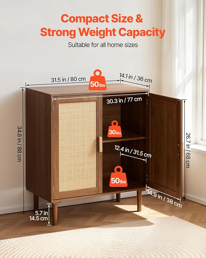 VEVOR Rattan Cabinet, Rattan Storage Cabinet - Image 3