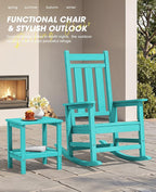 KINGYES Oversized Outdoor Rocking Chair, All-Weather Patio Rocking Chairs - Image 6