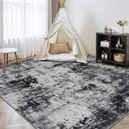 Rugflix 8x10 Area Rugs for Living Room, Washable Black Grey Dark Large Rug | - Image 8