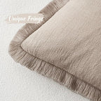 MIULEE Natural Linen Fringe Decorative Lumbar Throw Pillow Covers 12x20 | Set - Image 3