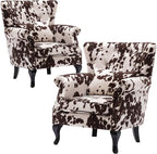 Set of 2 Mid-Century Modern Accent Chair, Velvet Armchair w/Tufted Back/Wood by DMFurniture