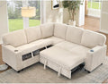L-Shaped Sectional Couch with Storage and Pull Out Bed, Convertible Sofa Bed by LITVZ
