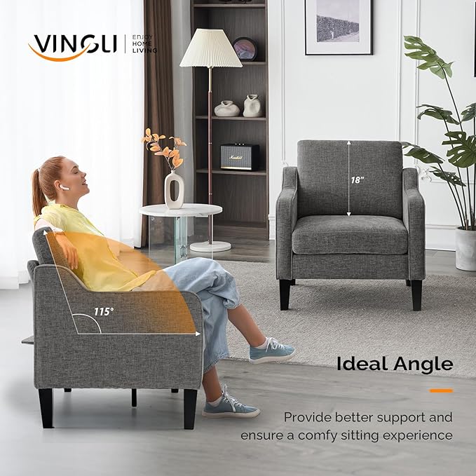 VINGLI Accent Chairs for Living Room Chairs Reading Chair Mid Century Modern - Image 5