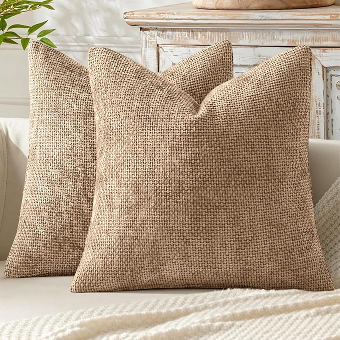 MIULEE Decorative Couch Throw Pillow Covers 20x20 Inch Khaki Camel 2 Pack | by MIULEE