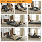 5-in-1 Convertible Sofa Bed, Corduroy Futon Couch Sleeper - Image 3