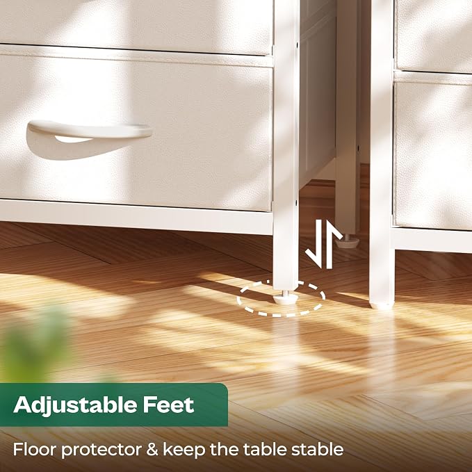 Huuger Nightstand with Charging Station, Side Table with 2 Fabric Drawers - Image 9