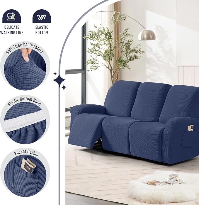 TAOCOCO Recliner Sofa Covers 8-Pieces Stretch Large Couch Covers - Image 3