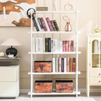 HCHQHS Bookshelf, 5-Tier Industrial Bookcase, Freestanding Tall Bookshelves - Image 2