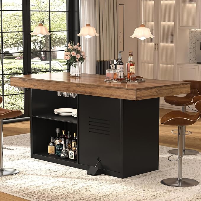 GDLF Bar Height Table with Fridge Space, 41.1" H Counter Height Pub Tall Dining - Image 6
