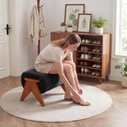 Linen Padded footstools Mid Century Modern Ottoman - Image 4
