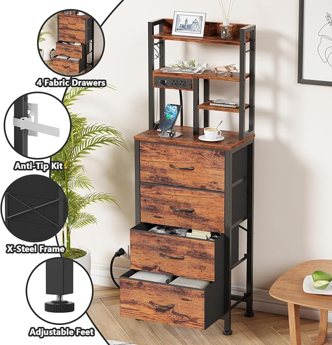Furnulem Tall Night Stand, LED Nightstand - Image 7