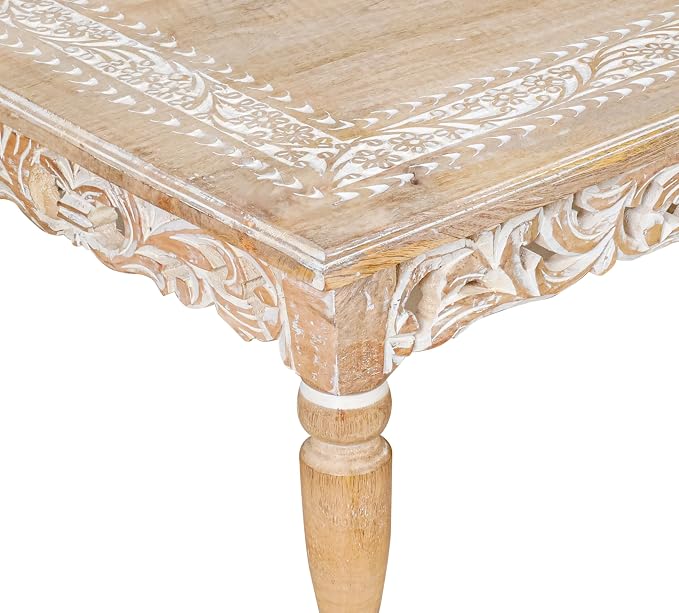 Rectangular Wooden Coffee Table 36x24x18 Inch – Beige Finish - Image 5