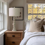 BOBOMOMO 27" Antique Gray Table Lamps Set of 2, Large Farmhouse Resin Lamps - Image 5