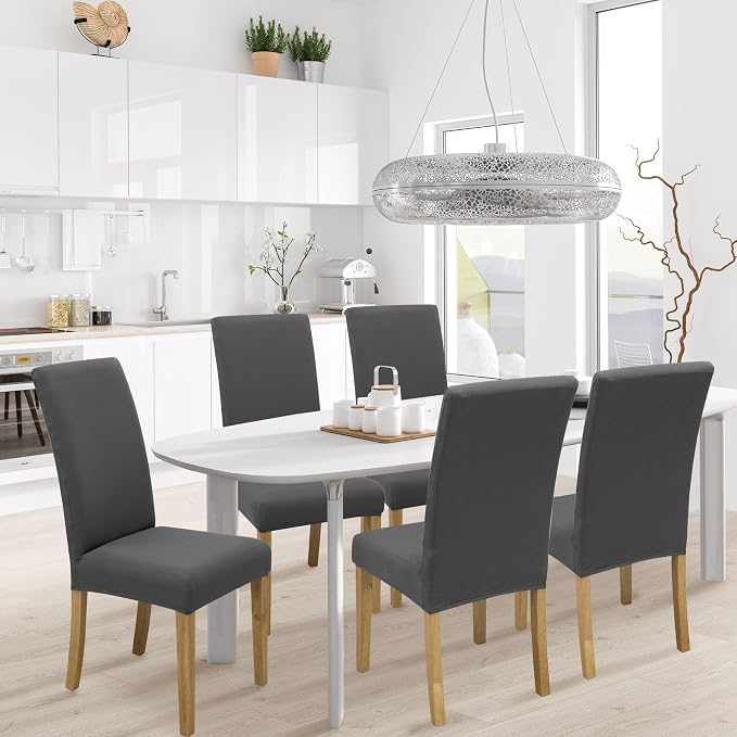 BIETYONE Stretch Dining Chair Covers Set of 8, Soft Removable Washable Kitchen - Image 2
