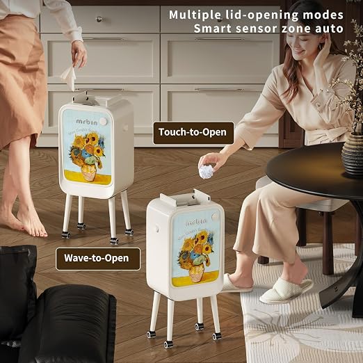 MRBIN Stainless Steel Motion Sensor Trash Can Bathroom - Image 2