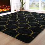 Noahas 5x7 Black Gold Fluffy Soft Area Rug Non-Slip by ModernHomeDecor