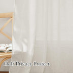 RYB HOME Linen Semi Sheer Curtains 63 inch Length - Image 5