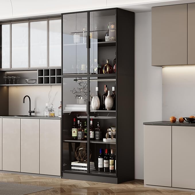 Mekminop Display Cabinet with Glass Doors and Storage Shelve, Modern Display - Image 7