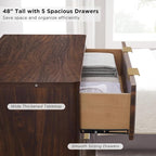 T4TREAM Fluted 5 Drawers Dresser, Curved Profile Design, Wood Drawer Organizer - Image 5
