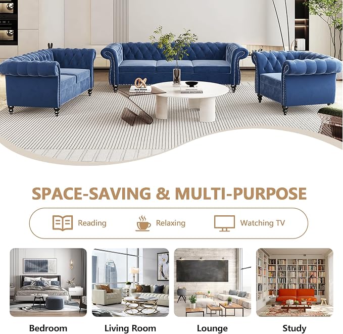 QHITTY 2 Piece Living Room Set, Sectional Chesterfield Sofa Chair Contemporary - Image 6