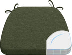 AAAAAcessories D-Shaped Chair Cushions, Machine-Washable Cover, Dark Olive Green by AAAAAcessories
