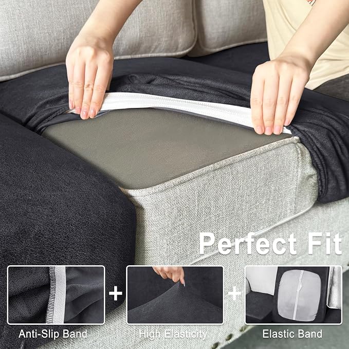 ANARACHON Leather Look Couch Cushion Covers Sofa Seat Slipcovers Sets Couches - Image 4