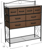 Household Essentials Walnut Iron 8-Drawer Sideboard - Image 3