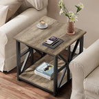 GreenForest End Table with 2-Tier Storage Shelf, 24 inch Large Side Table - Image 2