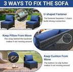 Jing's Villa 7-Piece Patio Furniture Set, All-Weather Outdoor Wicker Sectional - Image 6