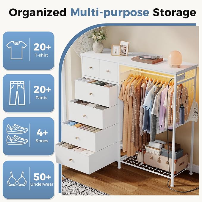 DUMOS White Dresser for Bedroom - Image 5