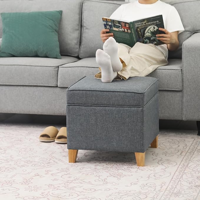 Adeco 17.5" Square Fabric Ottoman by Adeco