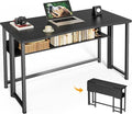 Huuger Folding Desk with Storage Shelf, 39.3 Inch Foldable Computer Table by Huuger