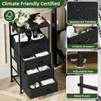 Somdot Black Nightstand with Charging Station and LED Light - Image 6