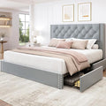 LARMACE Queen Size Bed Frame Upholstered Platform Bed by LARMACE