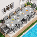 SERWALL Patio Dining Sets for 10 Person, HDPE Dining Set by SERWALL