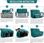 TAOCOCO Recliner Loveseat Slipcover, 6 Pieces Dual Recliner Sofa Covers - Image 6