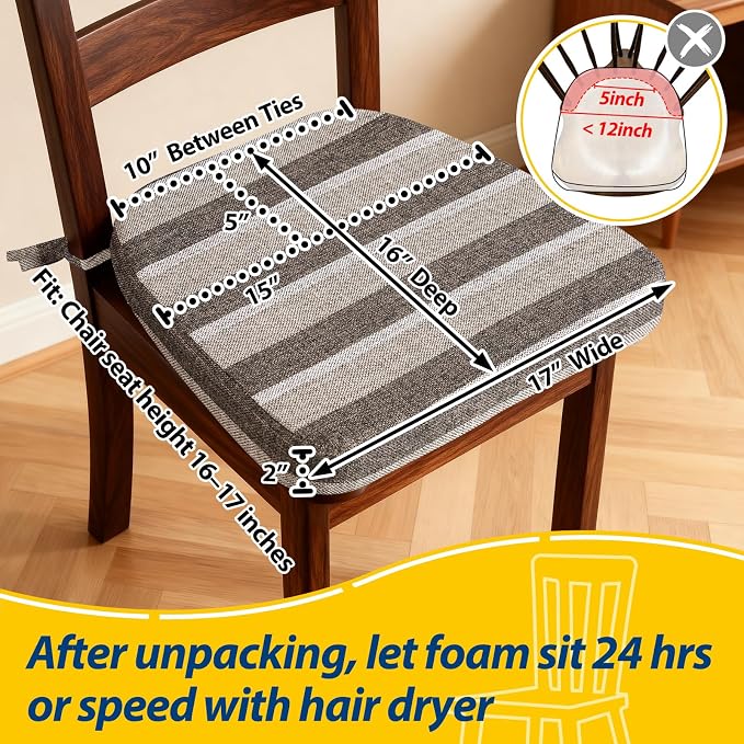 AAAAAcessories D-Shaped Chair Cushions, Machine-Washable Cover, Boldstripes - Image 2