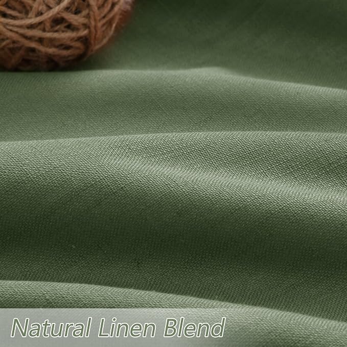 Olive Green 100% Blackout Curtains 102 Inch Length 2 Panels Set - Image 3