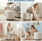 Furniliving Modern Round Storage Ottoman, Button Tufted Ottoman Footstool - Image 5