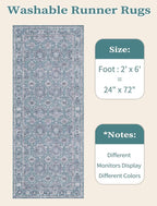 SERISSA 2x6 Washable Non Slip Floral Boho Runner Rug - Image 6