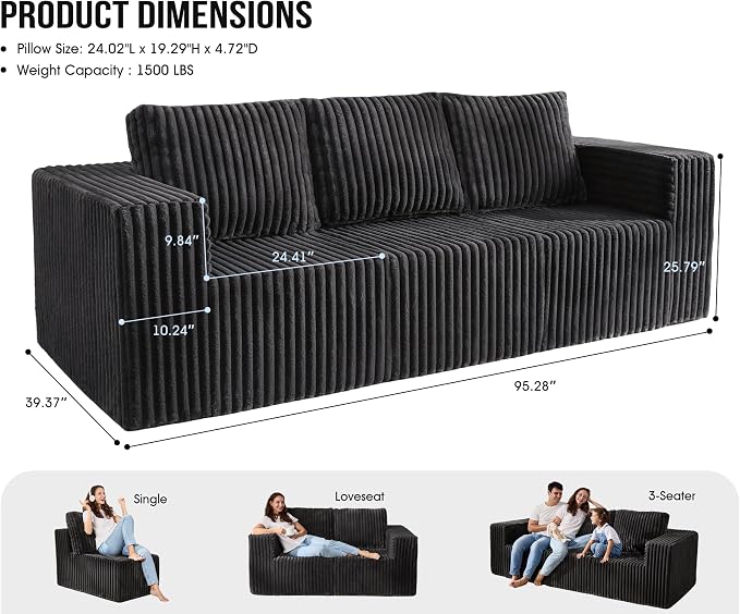 Modular Sectional Sofa 3-Seater Modular Couch - Image 2