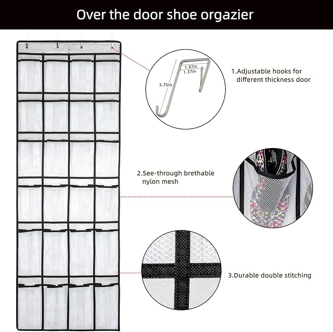 SAVERHO Hanging Shoe Organizer, Over The Door Shoe Organizer - Image 3