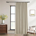 Burlywood Birch Pleated Blackout Linen 102 Inch Long Curtains 60 Inch Wide | by Twodrapes