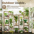 Bamworld Large Hanging Plant Stand Indoor Tall Plant Shelf Outdoor 14 Pots - Image 3