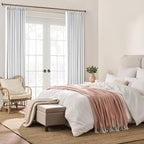 Pleated White Curtains 63 Inches Long, Half Blackout Room Darkening Short - Image 4